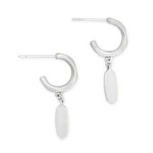 Kendra Scott Silver Fern Huggie earrings new with pouch